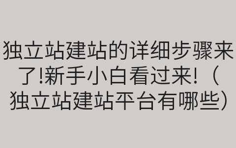 獨立站建站的詳細步驟來了!新手小白看過來!（獨立站建站平臺有哪些）